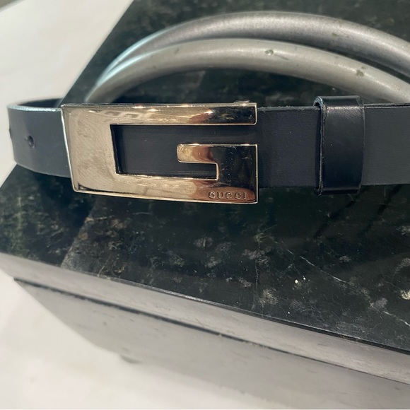 GUCCI Belt. Vintage Authentic I Purchased in Italy Black with Gunmetal Hardware. - Picture 1 of 8